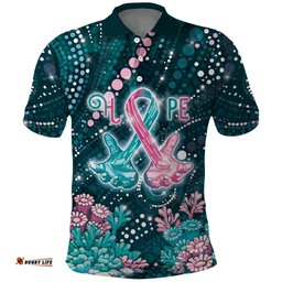 Personalised Hereditary Cancer Awareness Polo Shirt Hope Ribbon With Aussie Teal Duncan Coral DT05