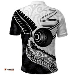 Personalised Aotearoa Lawn Bowls Polo Shirt Maori and Silver Fern Half Style LT03