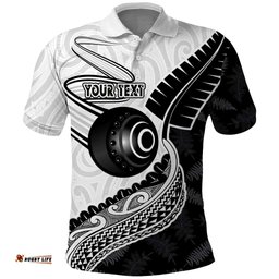 Personalised Aotearoa Lawn Bowls Polo Shirt Maori and Silver Fern Half Style LT03