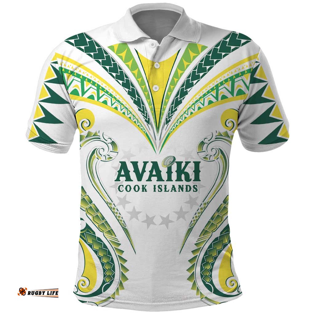 Custom Rugby Cook Islands Avaiki Polo Shirt White Kuki Airani Tribal Maori Inspired LT9