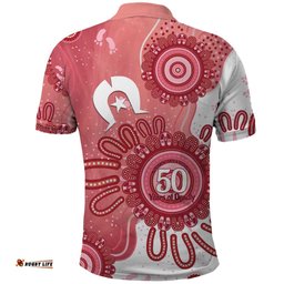 NAIDOC Week 2026 Polo Shirt 50 Years Deadly Dhari Pink Aboriginal Art LT14