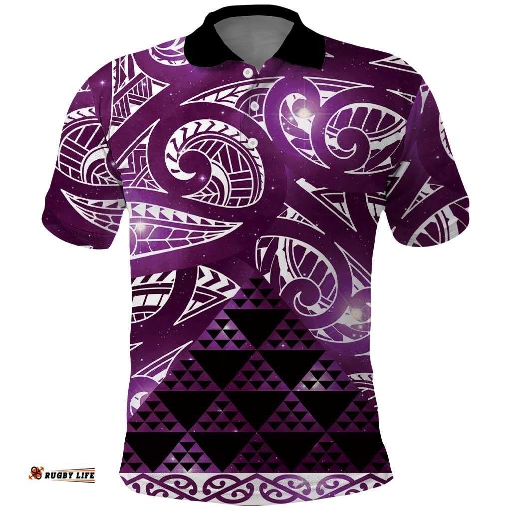 Matariki New Zealand Polo Shirt NZ Niho Taniwha Maori New Year Purple Galaxy LT14