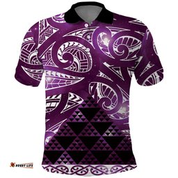 Matariki New Zealand Polo Shirt NZ Niho Taniwha Maori New Year Purple Galaxy LT14