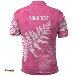 New Zealand Lawn Bowls Breast Cancer Personalized Polo Shirt Wrap-Around Silver Fern LT7