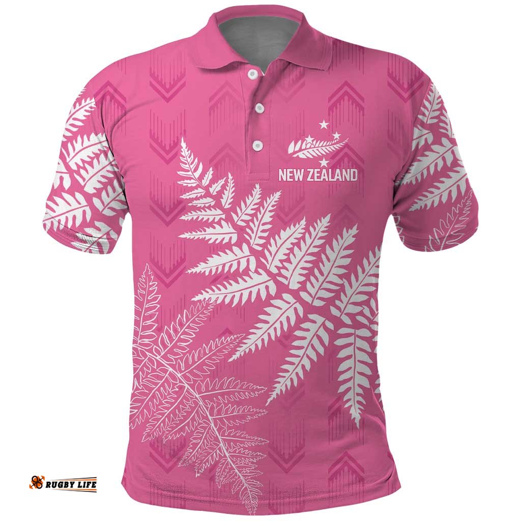 New Zealand Lawn Bowls Breast Cancer Personalized Polo Shirt Wrap-Around Silver Fern LT7