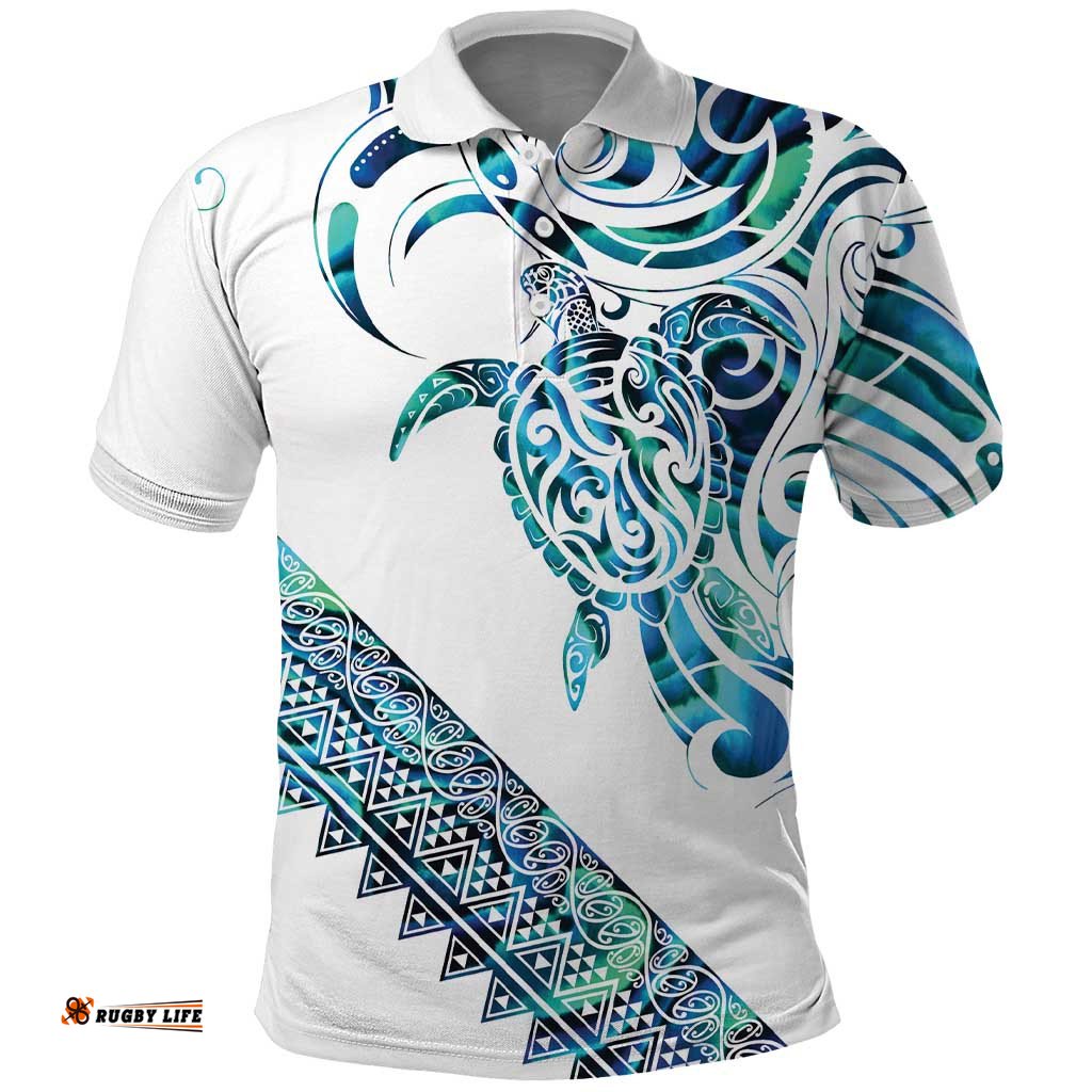 Kahui Whetu Paua shell Kowhaiwhai Taniko Personalised Polo Shirt Turtle Tattoo Maori Tribal Style LT9
