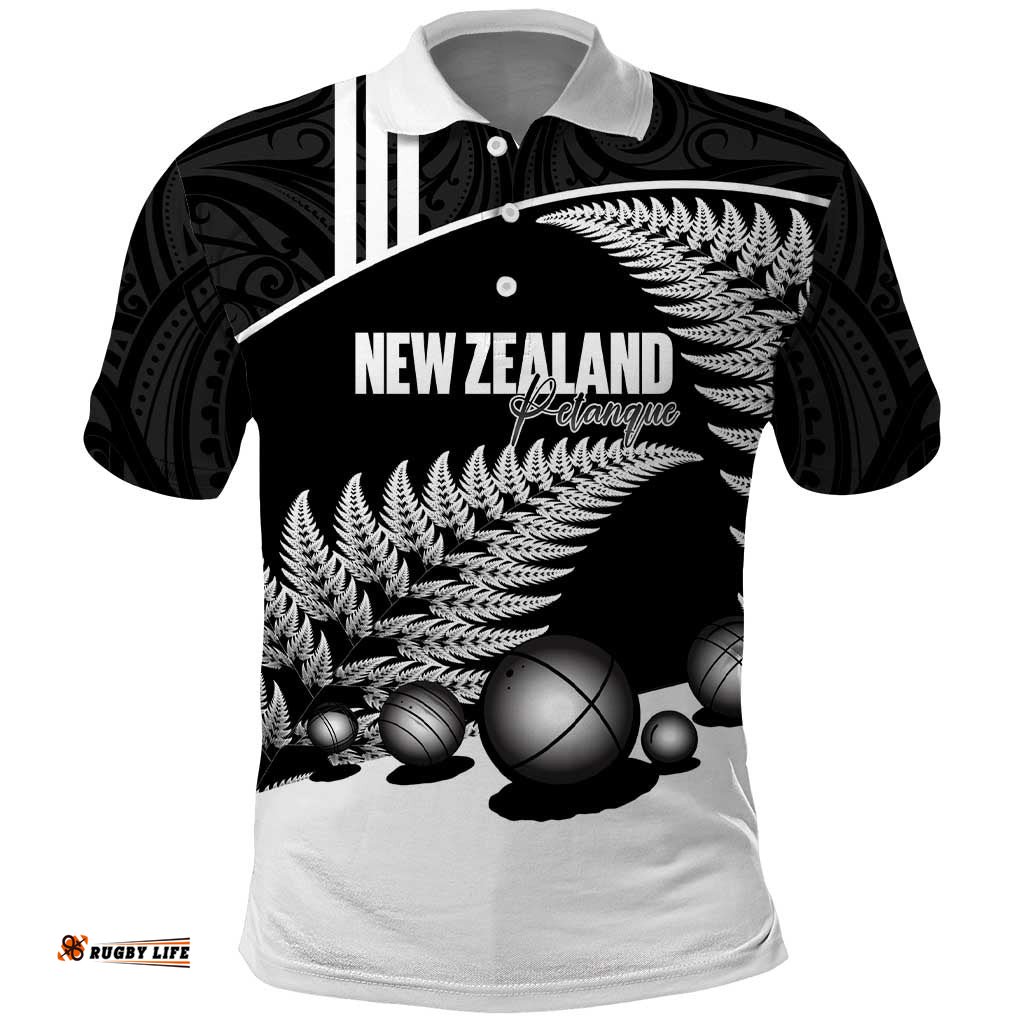 Custom New Zealand Silver Fern Petanque Polo Shirt Aotearoa Maori Pattern LT14