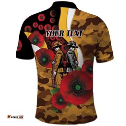 Hawthorn Hawks ANZAC Personalised Polo Shirt Lest We Forget Poppy Camo LT9