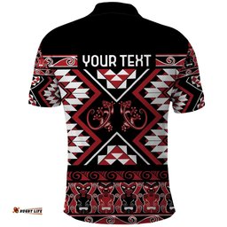 Personalised Aotearoa Waitangi Polo Shirt Taniko Motifs - Mania Gecko LT7