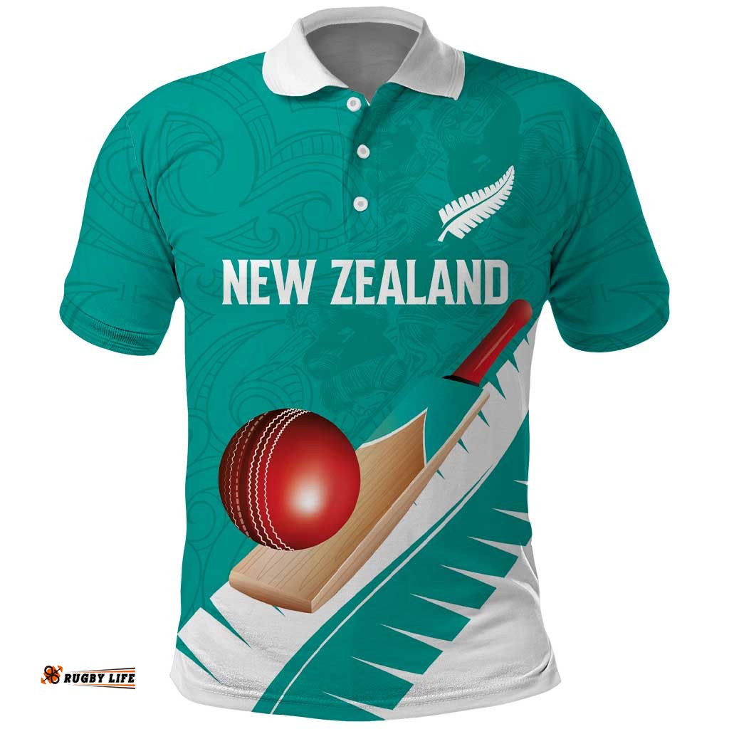 Custom New Zealand Cricket Polo Shirt Kiwi Birds Haka Dance Turquoise Fern Sporty Style LT03