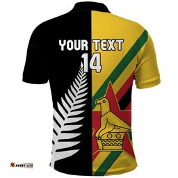 Custom New Zealand and Zimbabwe Polo Shirt NZ Fern Zim Flag Half Style LT14