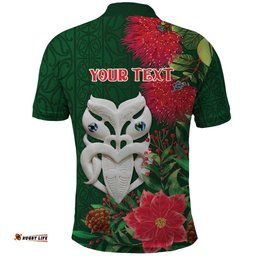 Maori Wheku Meri Kirihimete Personalised Polo Shirt All Green Indigenous Maori Motif LT9