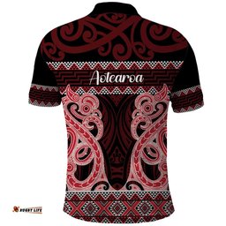 Kia Ora New Zealand Polo Shirt Maori Language Week Whero Taniko Motif LT14