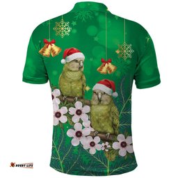 New Zealand Kakapo Christmas Polo Shirt Owl Parrot Santa Sliver Fern Manuka - Green LT14