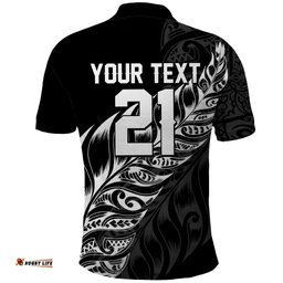 New Zealand Lawn Bowls Custom Polo Shirt Black Maori Warrior Tribal Silver Fern LT9