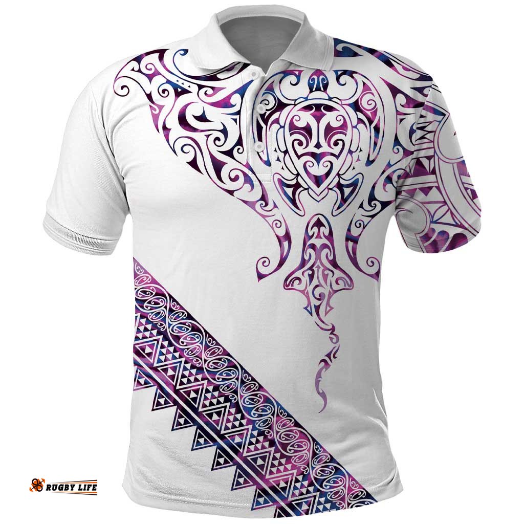 Mawhero Paua shell Kowhaiwhai Taniko Personalised Polo Shirt Manta Ray Shark-Turtle Maori Tribal Style LT9