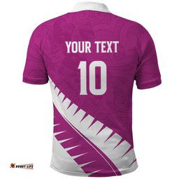 Custom New Zealand Cricket Polo Shirt Kiwi Birds Haka Dance Pink Fern Sporty Style LT03