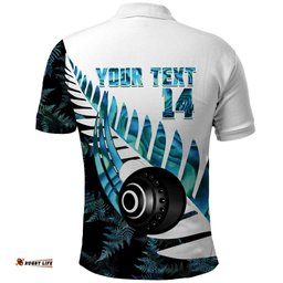 New Zealand Lawn Bowls Custom Polo Shirt Aotearoa Silver Fern Paua Shell LT14