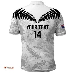 Custom New Zealand Silver Fern Football Polo Shirt Go Aotearoa Grunge White LT14