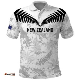 Custom New Zealand Silver Fern Football Polo Shirt Go Aotearoa Grunge White LT14