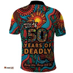 NAIDOC Week 26 Polo Shirt 50 Years of Deadly Aboriginal Motif LT03
