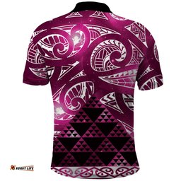 Matariki New Zealand Polo Shirt NZ Niho Taniwha Maori New Year Pink Galaxy LT14
