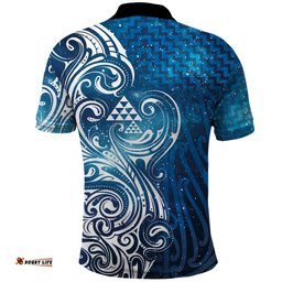 Matariki Galaxy Polo Shirt Maori Taniko Pattern LT9
