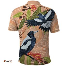 Magpies On Eucalyptus Australia Aboriginal Polo Shirt LT7