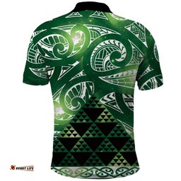 Matariki New Zealand Polo Shirt NZ Niho Taniwha Maori New Year Green Galaxy LT14