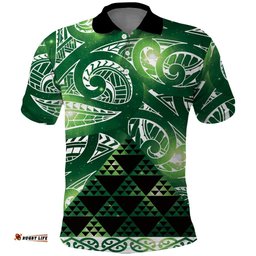 Matariki New Zealand Polo Shirt NZ Niho Taniwha Maori New Year Green Galaxy LT14