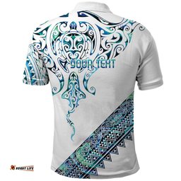 Kahui Whetu Paua shell Kowhaiwhai Taniko Personalised Polo Shirt Manta Ray Shark-Turtle Maori Tribal Style LT9