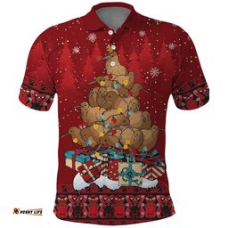 Funny Kiwi Bird Xmas Tree Polo Shirt New Zealand Tribal Christmas Spirit LT9