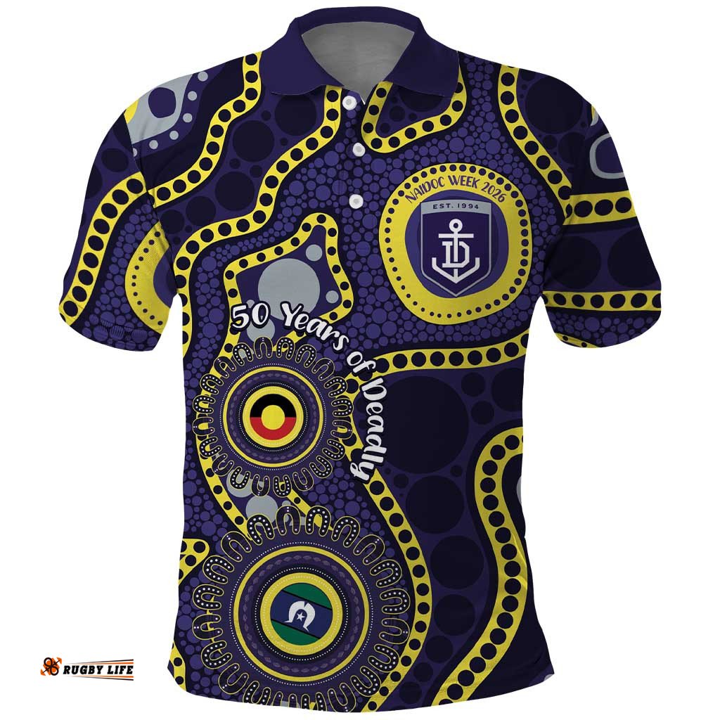 Dockers NAIDOC Week 2026 Personalised Polo Shirt 50 Years of Deadly Aboriginal Art LT14