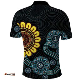 NAIDOC 50 Years of Deadly Polo Shirt Sun Aboriginal Dot Art LT19