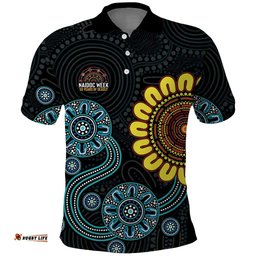 NAIDOC 50 Years of Deadly Polo Shirt Sun Aboriginal Dot Art LT19