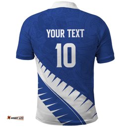 Custom New Zealand Cricket Polo Shirt Kiwi Birds Haka Dance Blue Fern Sporty Style LT03