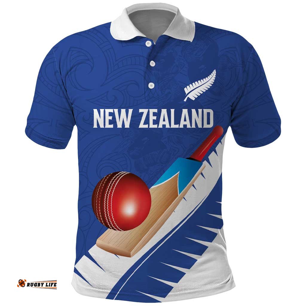 Custom New Zealand Cricket Polo Shirt Kiwi Birds Haka Dance Blue Fern Sporty Style LT03