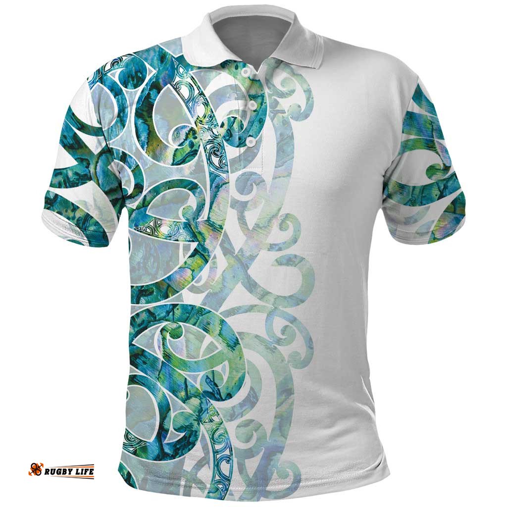 Paua Shell Maori Polo Shirt Koru Kowhaiwhai LT7