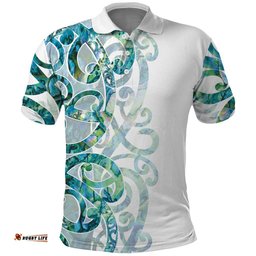 Paua Shell Maori Polo Shirt Koru Kowhaiwhai LT7