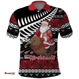 New Zealand Kiwi Santa Christmas Polo Shirt He Wairua Kirihimete LT9