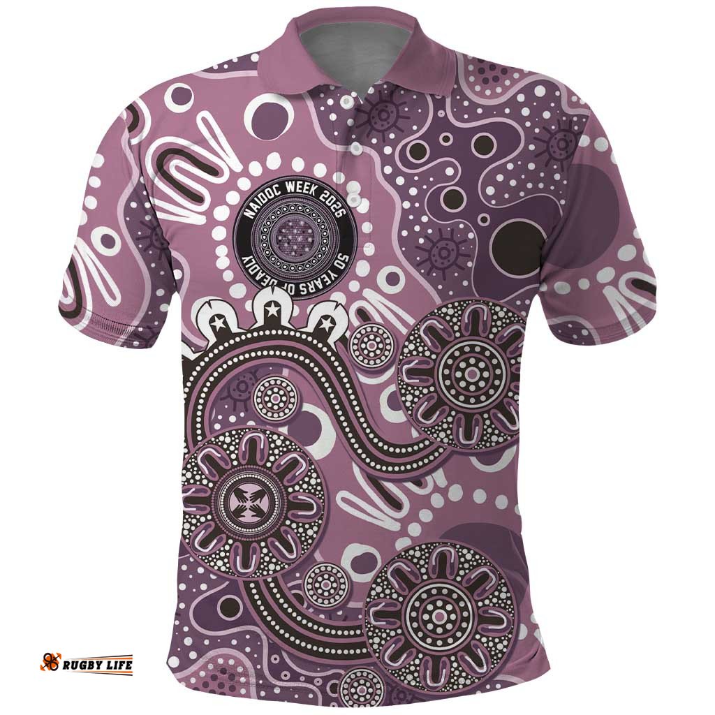 Personalised NAIDOC Week 50 Years Deadly Always Polo Shirt Pink Aboriginal Artwork Dot Painting LT9