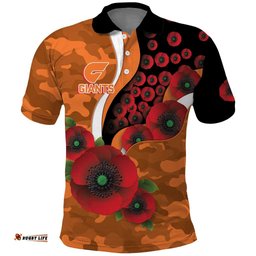 Greater Giants ANZAC Personalised Polo Shirt Lest We Forget Poppy Camo LT9