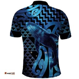 Humpback Whale Matariki New Zealand Polo Shirt NZ Maori Paikea Poutama Luxury Blue LT14