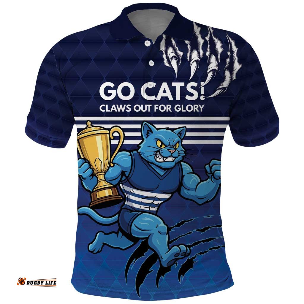 Personalised Geelong Pride Polo Shirt Claws Out for Glory LT9