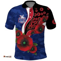 North Kangaroos ANZAC Personalised Polo Shirt Lest We Forget Poppy Camo LT9