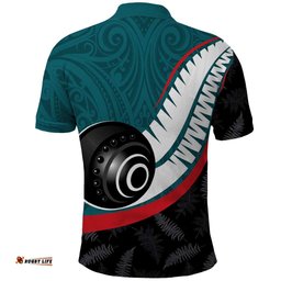 Personalised Aotearoa Lawn Bowls Polo Shirt Maori and Silver Fern Sporty Style Teal Color LT03