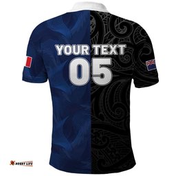 France And New Zealand Rugby Custom Polo Shirt Les Bleus Rooster With Maori Tiki LT05
