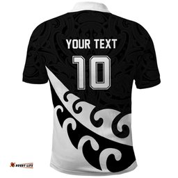 Custom NZ Rugby Polo Shirt Koru and Silver Fern Sporty Style LT03