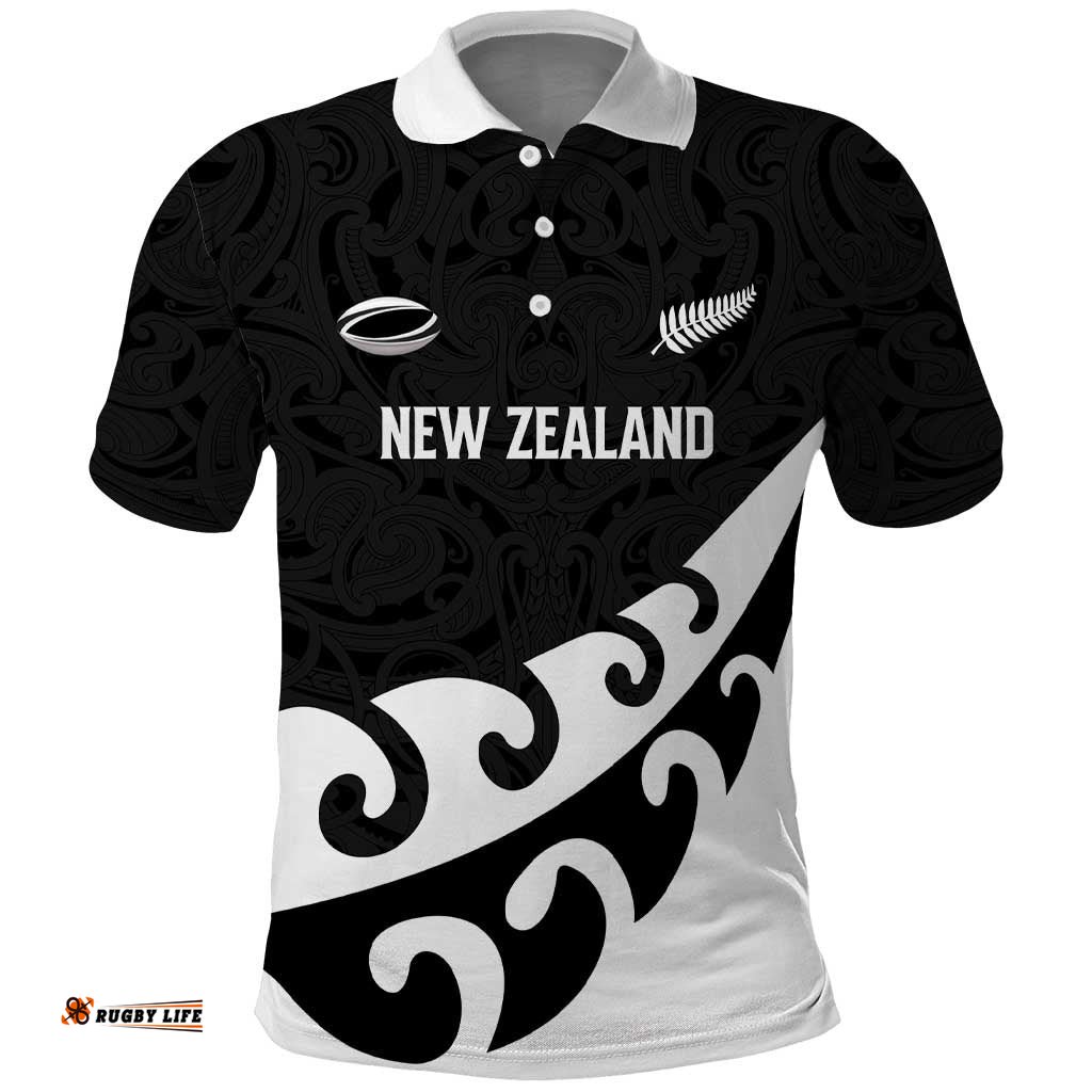 Custom NZ Rugby Polo Shirt Koru and Silver Fern Sporty Style LT03