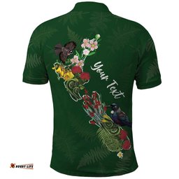 Kia Ora New Zealand Floral Personalized Polo Shirt Sage Green LT7